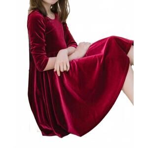 NEW WORTHY THREADS christmas holiday twirly dress in burgundy velvet